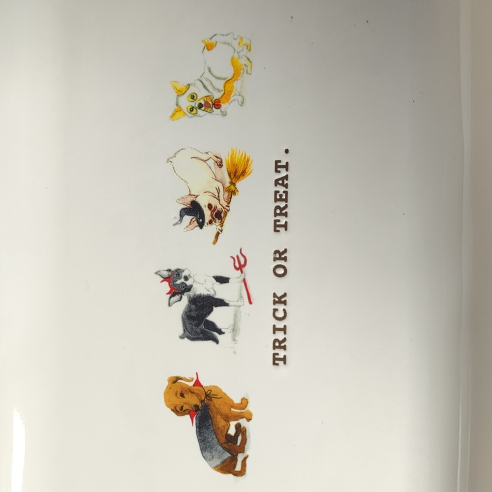 Trick or Treat Doggie Ceramic Halloween Tray, NWT
